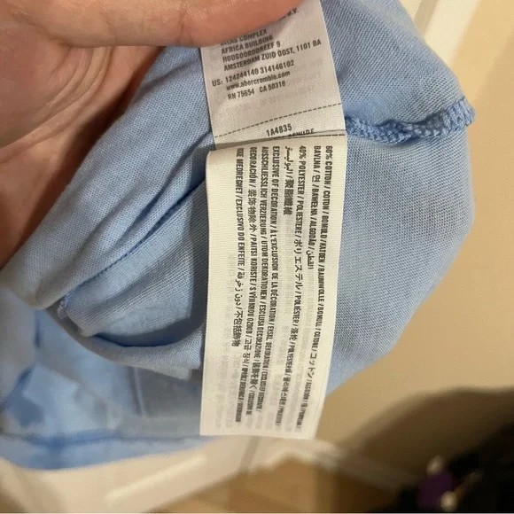Baby Blue Abercrombie & Fitch Vneck Tshirt - Picture 2 of 3